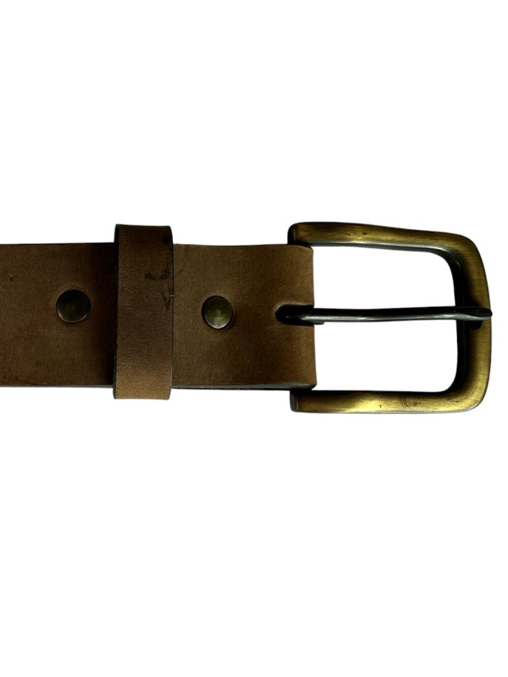 Brown Leather Belt THURSDAY BOOT CO Size 30.  MSRP $80 Gold Metal Square Buckle